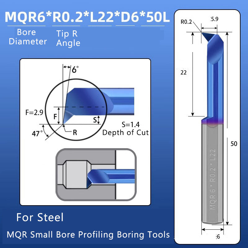 Small Hole Boring Tool Tungsten Steel Alloy MQR CNC Shockproof Inner Hole Boring Bar Micro Small Hole Turning Tool Shandong Denso Pricision Tools Co.,Ltd.